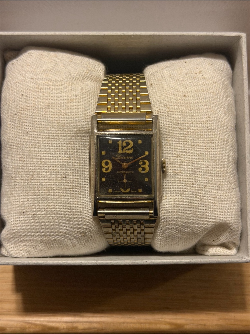 Rare Gold-Tone Lucerne Men’s Rectangular Dress Watch - Gold